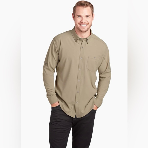 Kuhl Other - Kuhl Bandit Long Sleeve Button Shirt Mens Large  Khaki Tan Fishing Hiking.